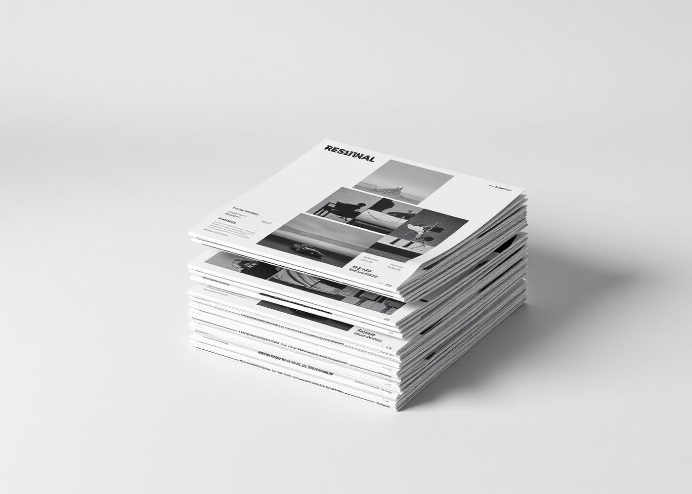 Stack of printed brand collateral on a neutral backdrop